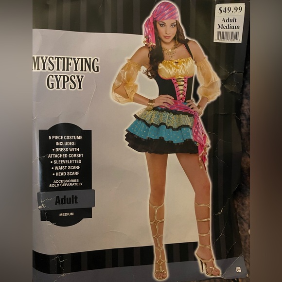WOMENS MYSTIFYING GYPSY 5Pc HALLOWEEN 🎃COSTUME -Medium 6/8 - Picture 2 of 5